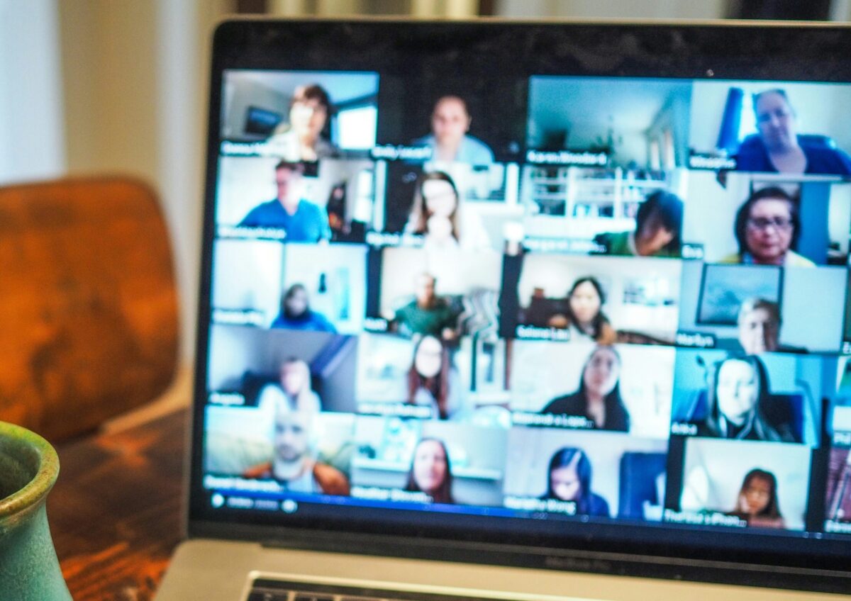 Computer screen with people connected